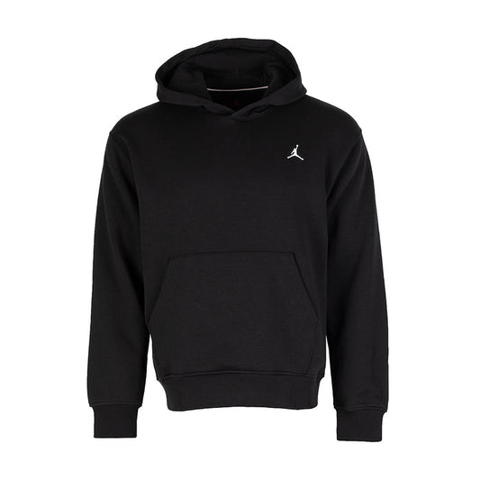 Men's black fleece pullover hoodie with hood and kangaroo pocket
