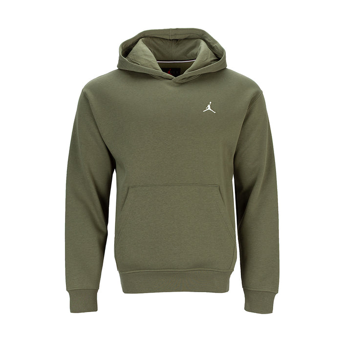 Men's medium olive fleece pullover hoodie with Jordan logo and kangaroo pocket