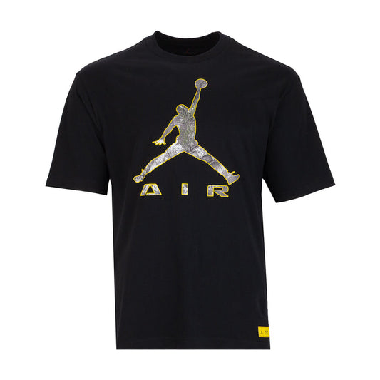 Men's black tee with gold Jumpman Air graphic print