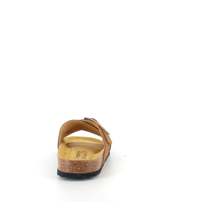 Brun slip-on-sandal med dubbel rem