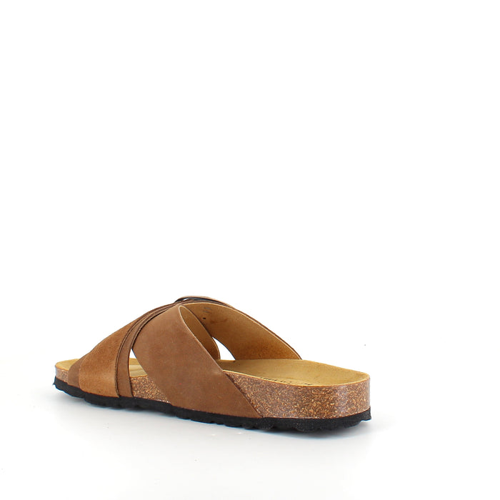 Brun slip-on-sandal med dubbel rem