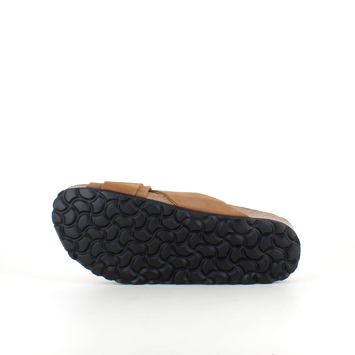 Brun slip-on-sandal med dubbel rem