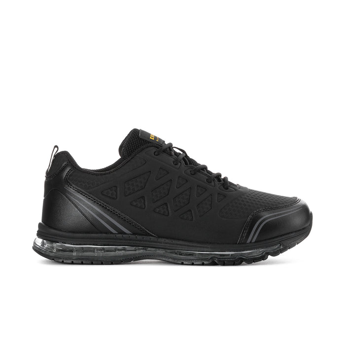 Bryant slip-resistant men's shoes, black lace-up sneakers with treaded sole