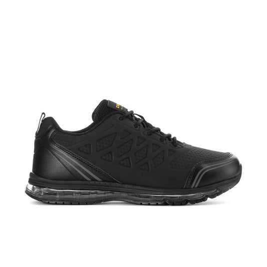 Bryant slip-resistant men's shoes, black lace-up sneakers with treaded sole