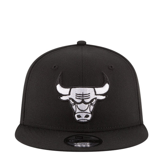 Black baseball cap with white bull head logo, snapback