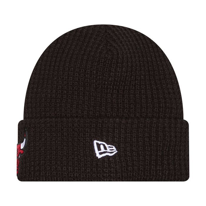 Dark knit waffle beanie with white New Era logo on cuff