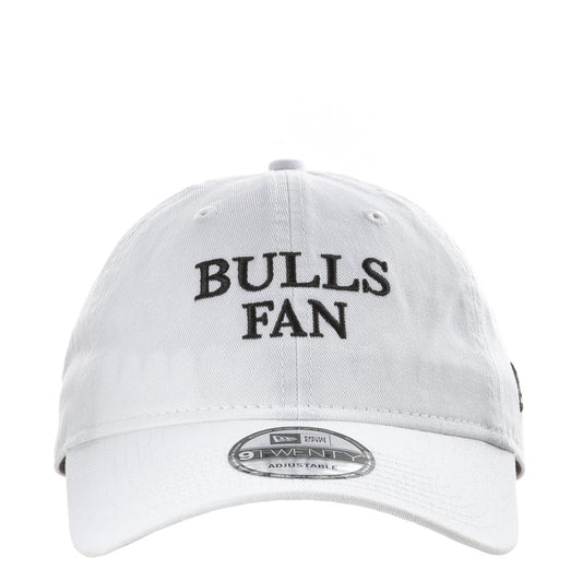 White baseball cap with Bulls Fan embroidery and adjustable strap