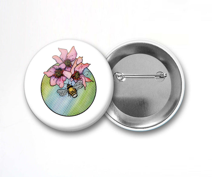 PinkPolish Design Buttons "Bumble" Pin Back Art Button, 2.25"