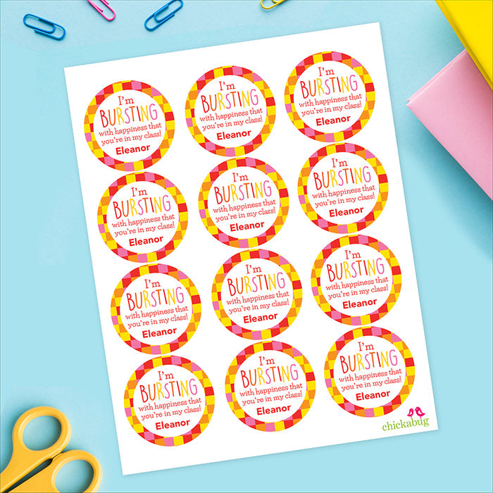 "Bursting With Happiness" Back to School Stickers