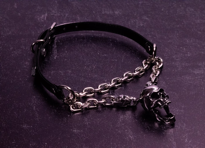 "Call of the Void" - Black Vegan Leather Martingale Collar