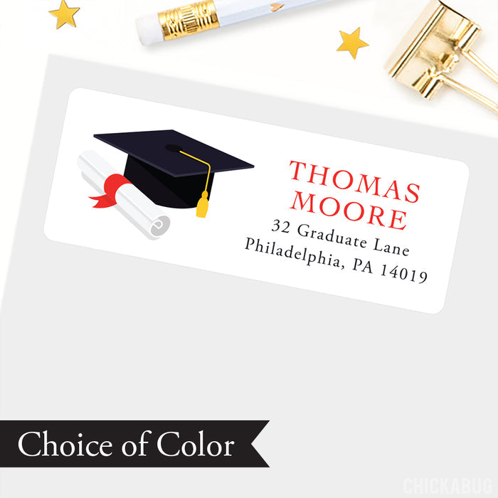 Cap and Diploma Graduation Address Labels: Choose A Color!