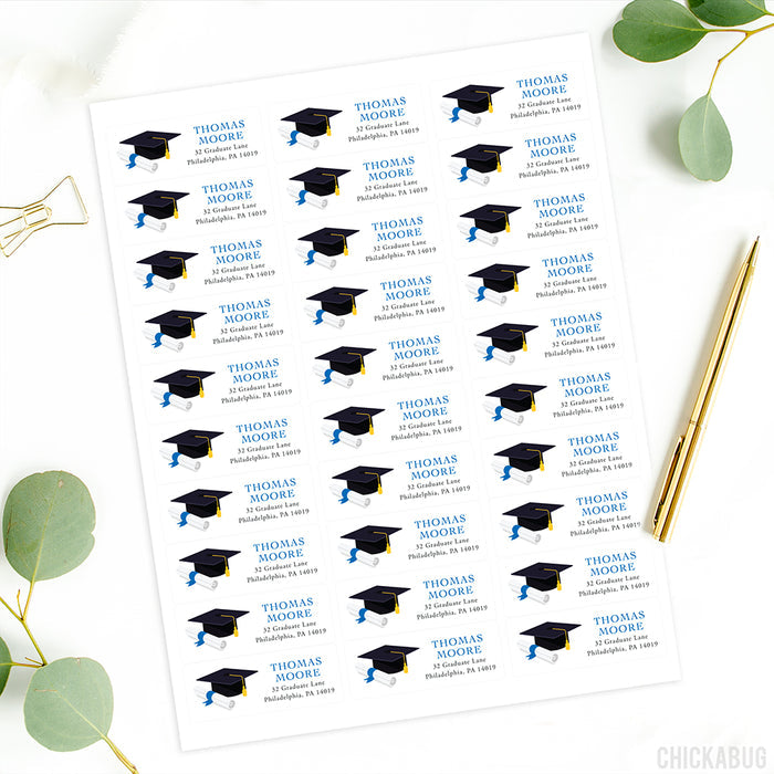 Cap and Diploma Graduation Address Labels: Choose A Color!