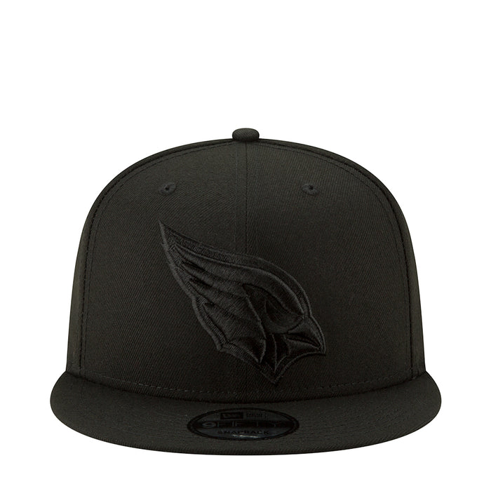 Black snapback cap with embroidered bird logo on front