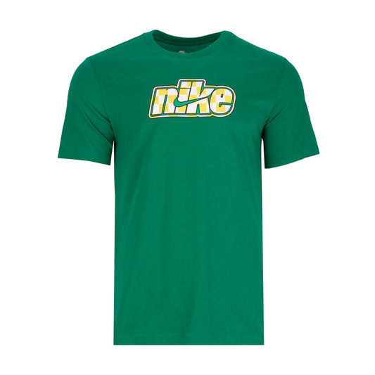 Men's sport tee in malachite green with Nike logo graphic on chest.