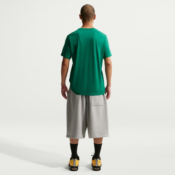 Men's malachite green sport tee, back view; plain fabric and crew neckline.