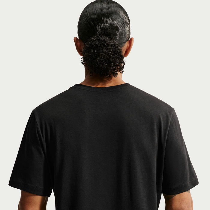 Men's black sport t-shirt back view, relaxed short-sleeve cut