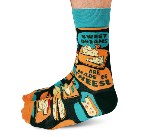 Funny Cheese Men's Crew Socks - Uptown Sox