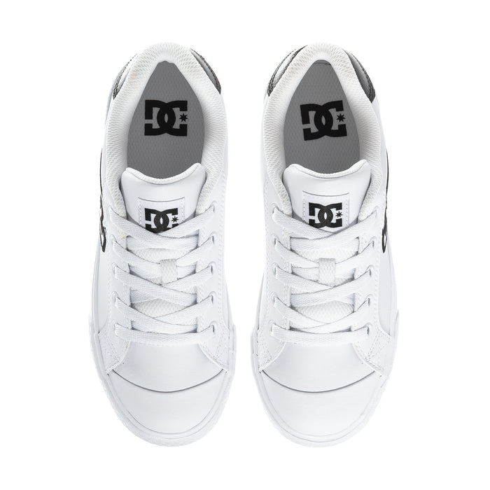 Women's DC Chelsea sneakers, white uppers with DC logo on tongue and laces