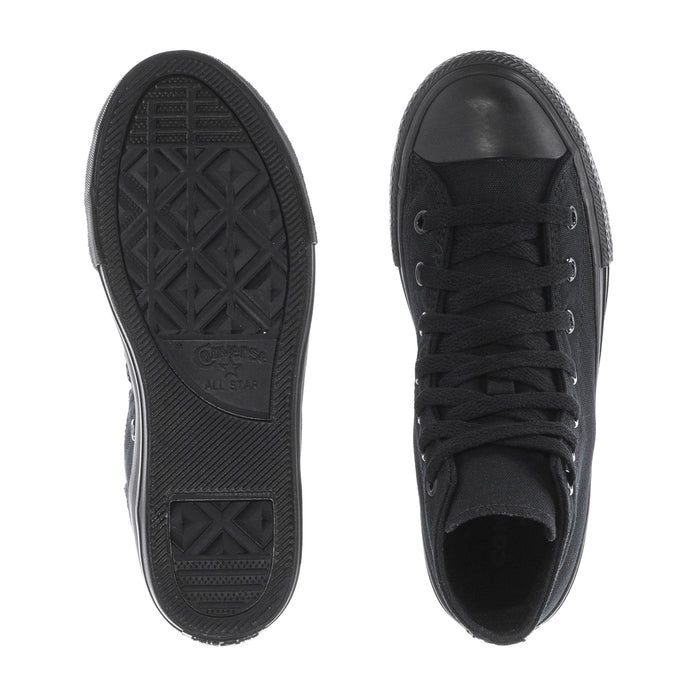 Black Chuck Taylor All Star kids high-top sneaker soles and tread view