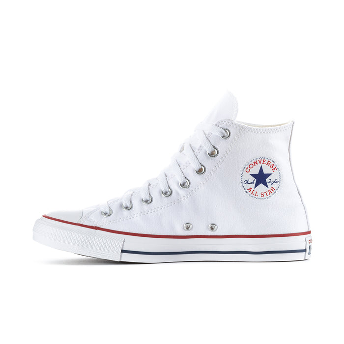 Optical white high-top sneaker with lace-up front and Converse All Star logo