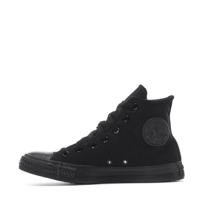 Youth black high-top sneaker with lace-up front and side ankle star patch