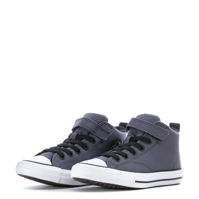 Pair of kids dark blue Chuck Taylor high-top sneakers with lace-up and strap