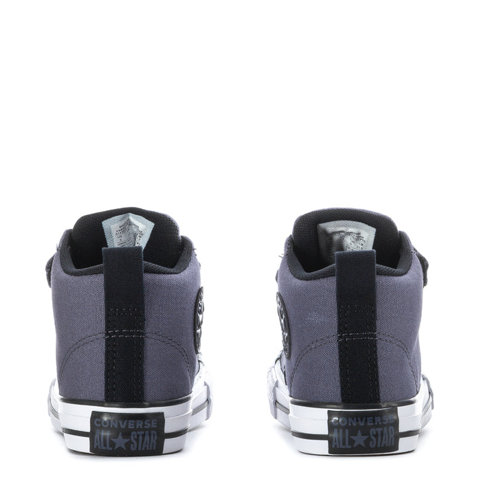 Kids dark blue Chuck Taylor high-top sneakers with black heel tab and white All Star midsole