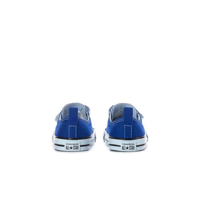 Toddler low-top canvas sneakers, blue with Converse logo on heel and white sole