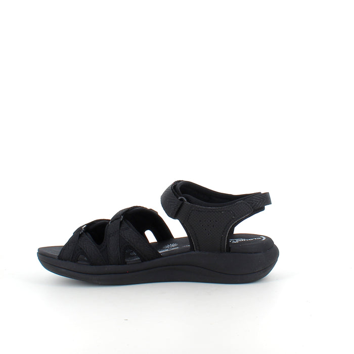 Clarks Cloudsteppers-sandal i svart – lätt och stötdämpande komfort