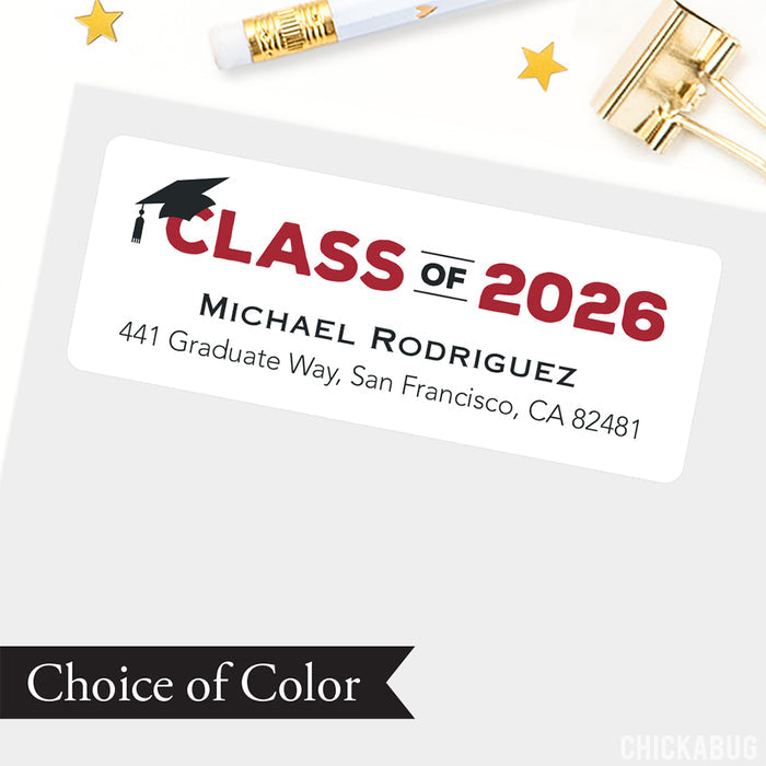 Class of 2026 Graduation Cap Address Labels: Choose A Color!