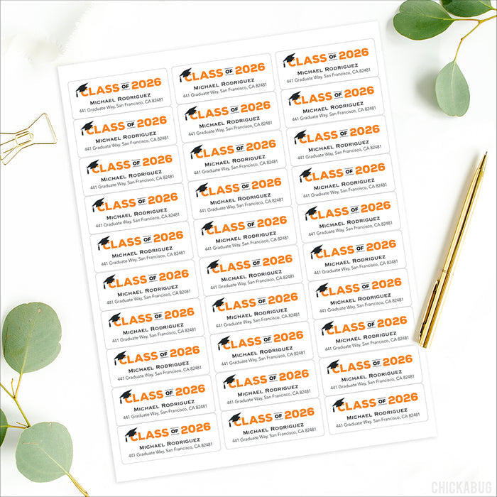 Class of 2026 Graduation Cap Address Labels: Choose A Color!