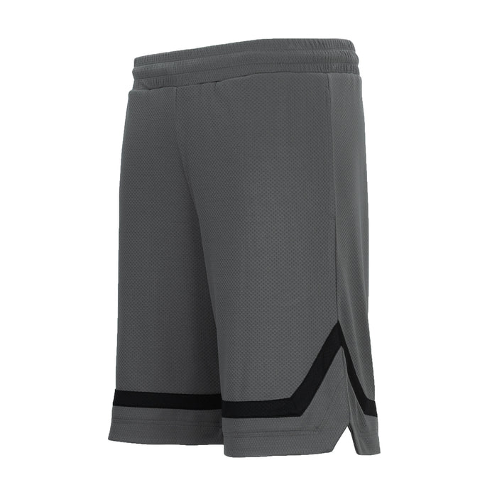 Men's castlerock gray basketball shorts with black hem panel and elastic waistband