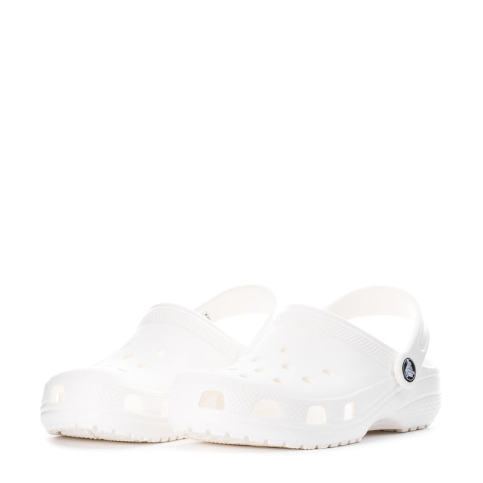 Kids' white clog with open heel and perforated toe area