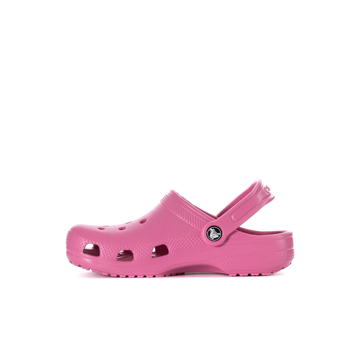 Pink kids' clog with front ventilation holes and adjustable heel strap