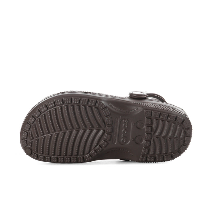 Women's espresso brown clog outsole with textured tread pattern