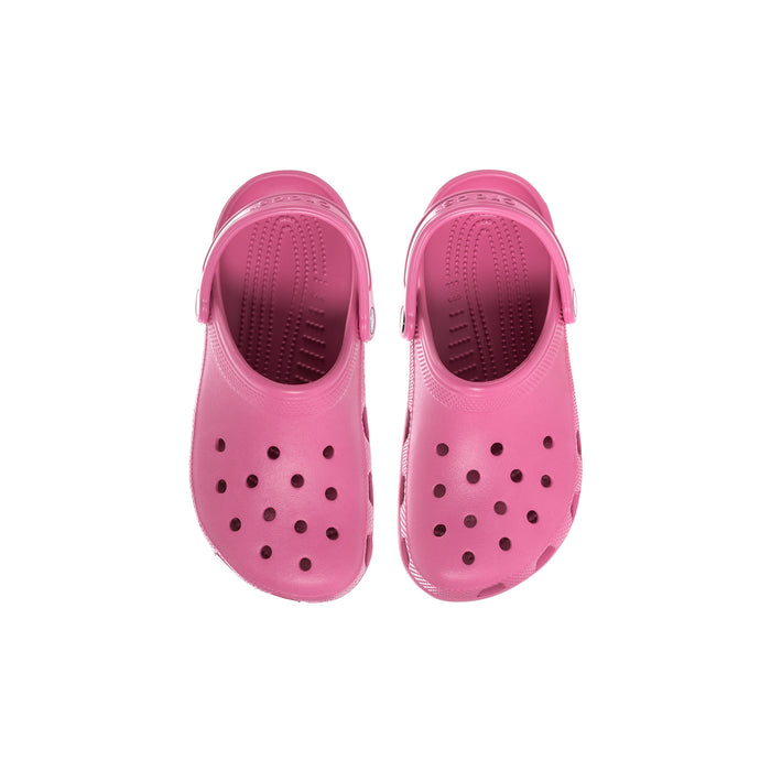 Youth pink clogs, closed toe and perforated holes on the front
