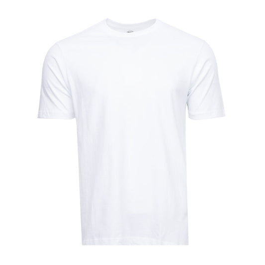 Men's white crew neck short-sleeve T-shirt, front view