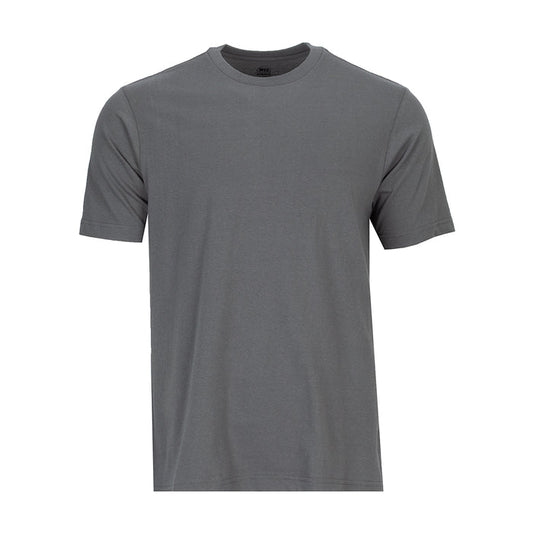 Men's crew neck short-sleeve T-shirt in castlerock gray, plain front.
