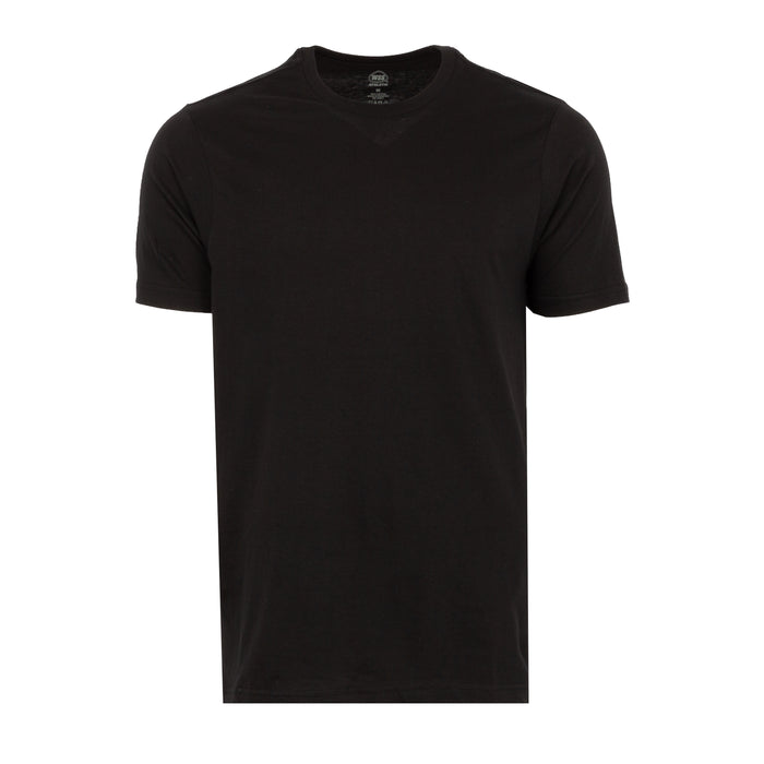 Men's black crew-neck short-sleeve T-shirt, front view