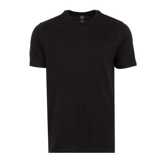 Men's black crew-neck short-sleeve T-shirt, front view
