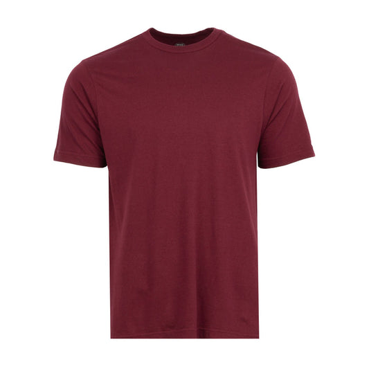 Men's dark cherry crewneck t-shirt, short sleeves, straight hem (front view)