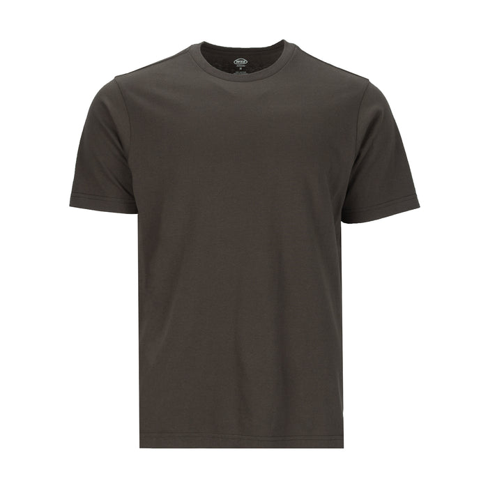 Men's crew-neck T-shirt in dark brown, short sleeves, front view