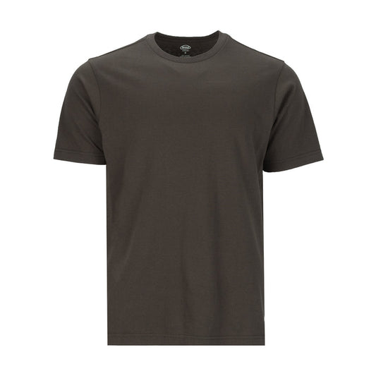 Men's crew-neck T-shirt in dark brown, short sleeves, front view