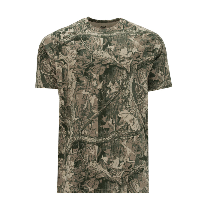 Mens bark camo crew-neck short-sleeve T-shirt, front view