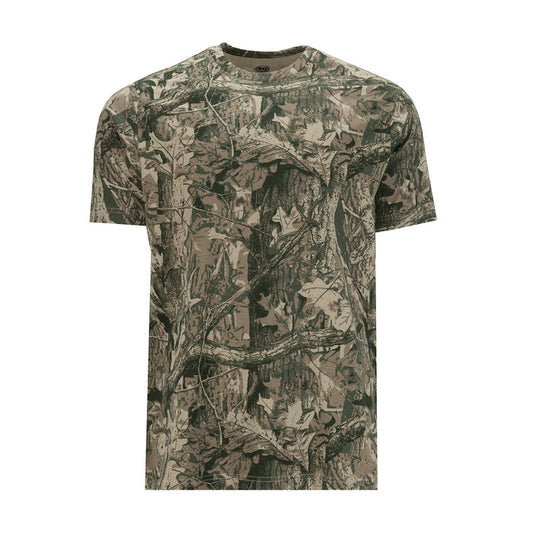 Mens bark camo crew-neck short-sleeve T-shirt, front view