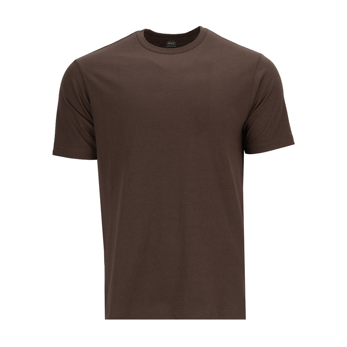 Men's crew-neck T-shirt, chestnut-brown, short sleeves (front view)