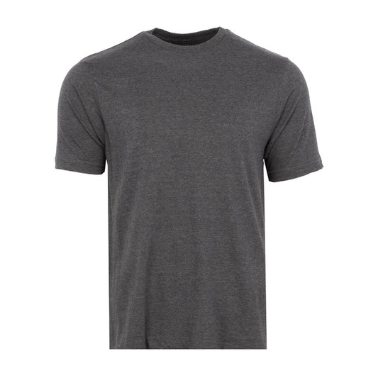 Men's charcoal grey crew neck T-shirt, short sleeves, straight hem