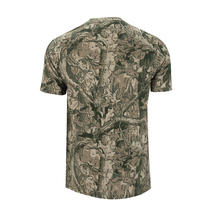 Mens bark camo crew-neck short-sleeve T-shirt, back view