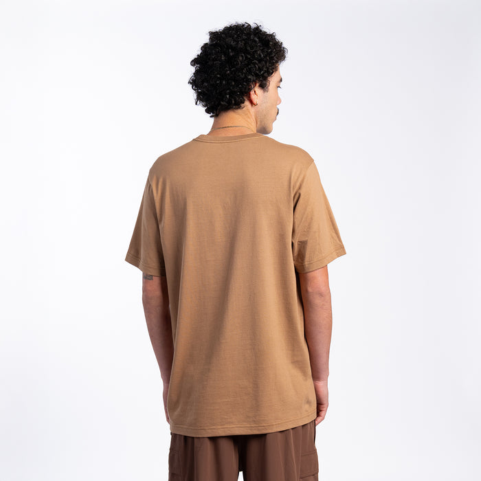 Mens crew-neck t-shirt in toasted coconut brown, back view
