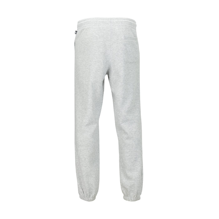 Heather grey men's fleece sweatpants with elastic waistband and ribbed cuffs